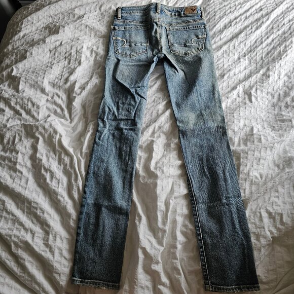 American Eagle Distressed Patchwork Skinny Jeans - 2014 - Light Wash - Sz 0 Reg - Picture 3 of 16